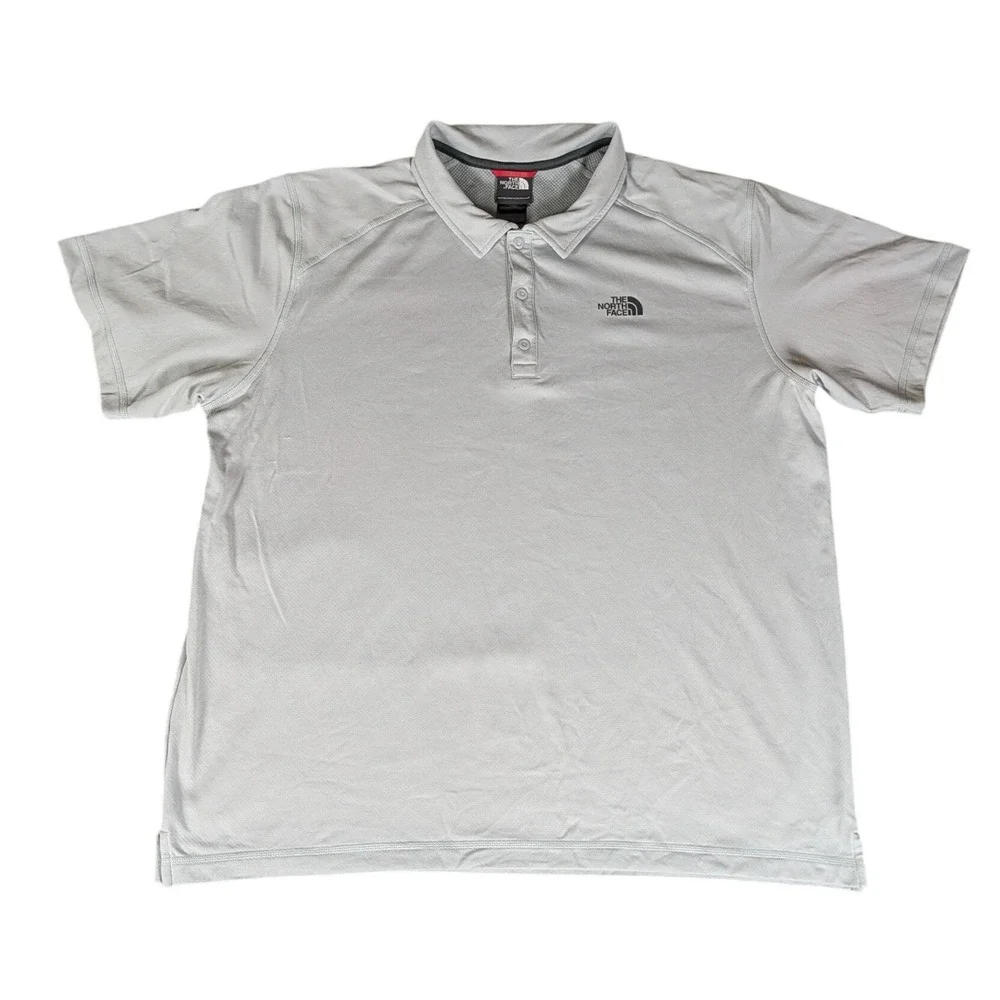 The North Face Mens Short Sleeve Polo Shirt Light Grey Technical Hiking Top